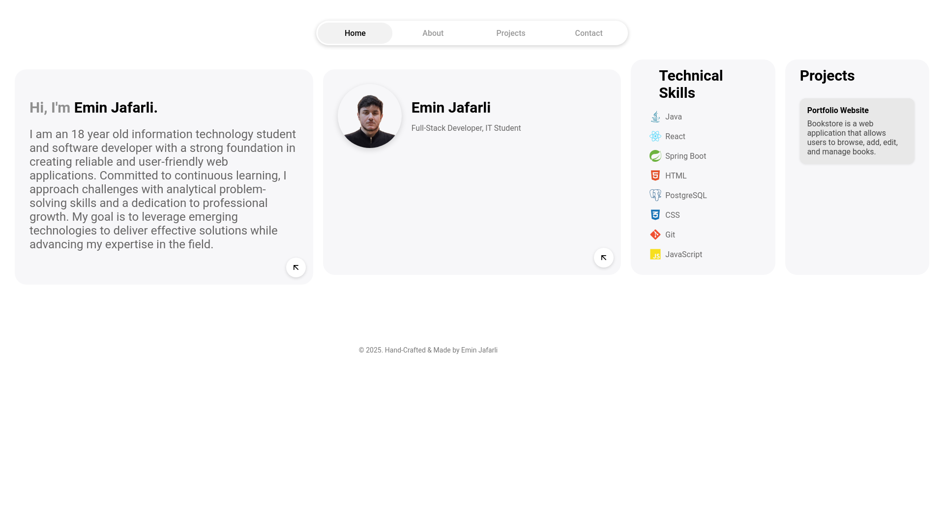 website screenshot of https://eminjafarli.com/