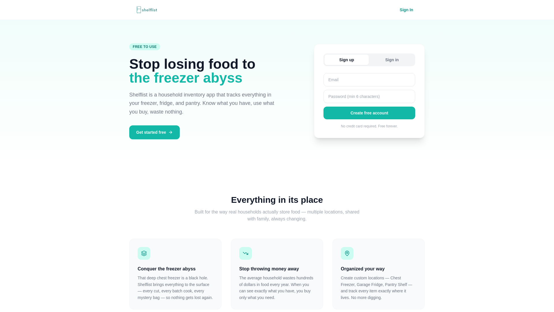 website screenshot of https://shelflist.io/