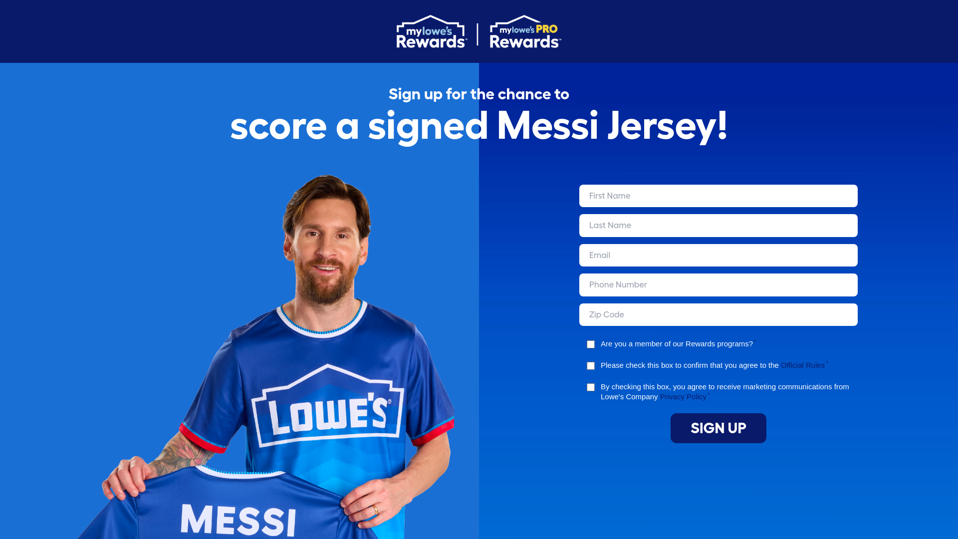 website screenshot of https://lowes-2026-youth-soccer-sweepstakes.com/