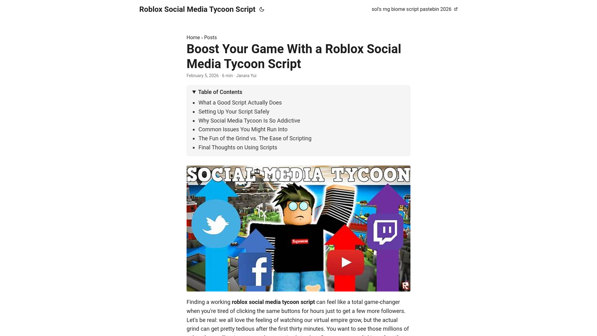 website screenshot of https://roblox-social-media-tycoon-script.pages.dev/