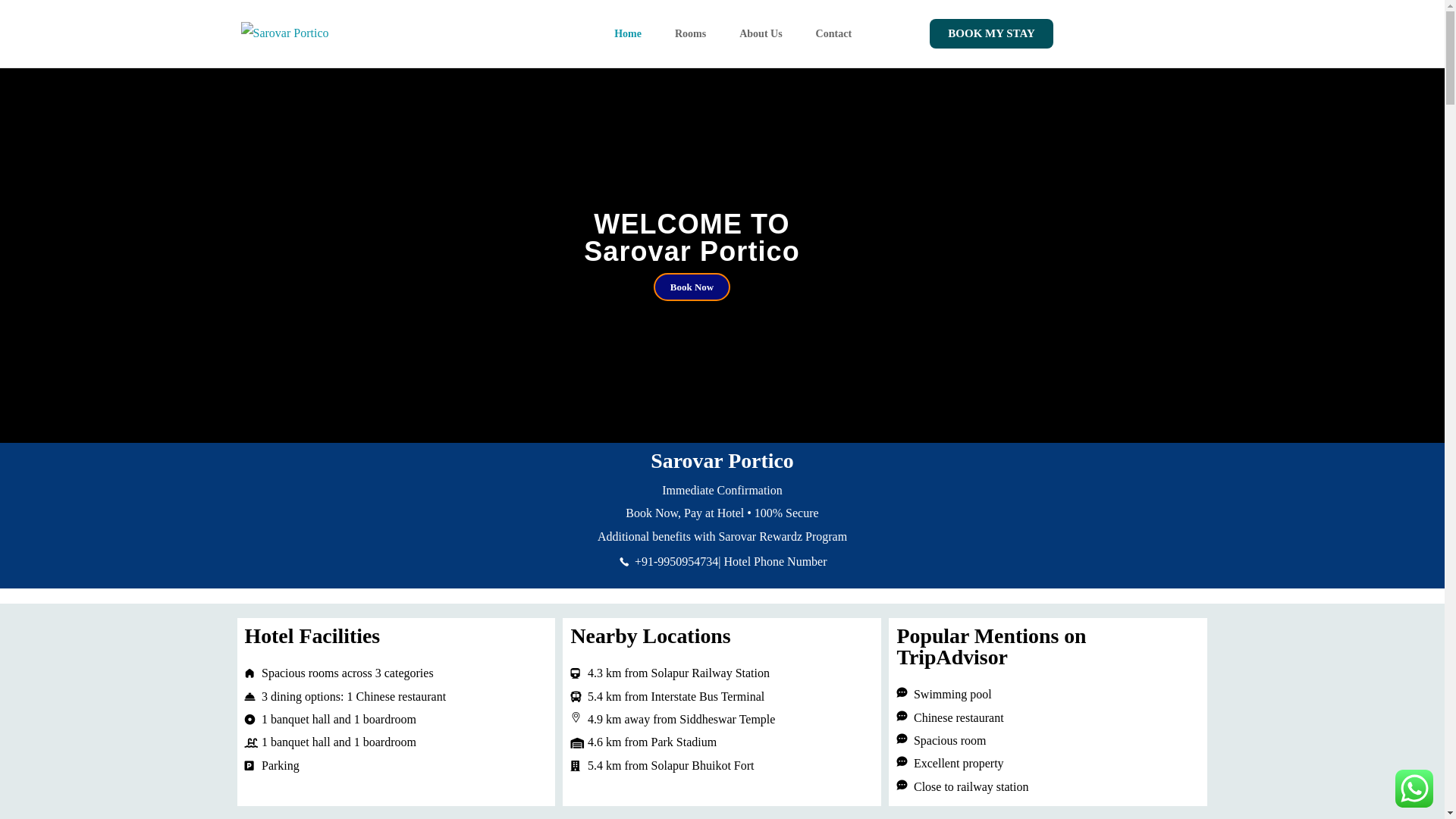 website screenshot of https://sarovar-portico.co/