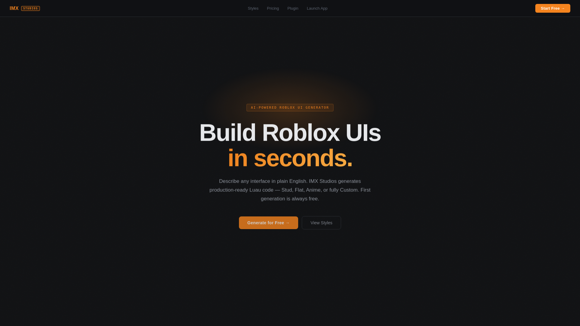 website screenshot of https://imx-studios.pages.dev/