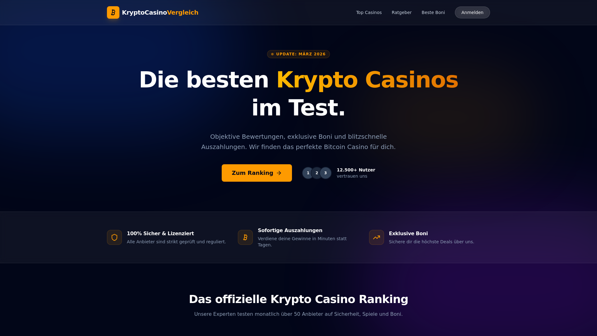 website screenshot of https://kryptocasinovergleich.de/