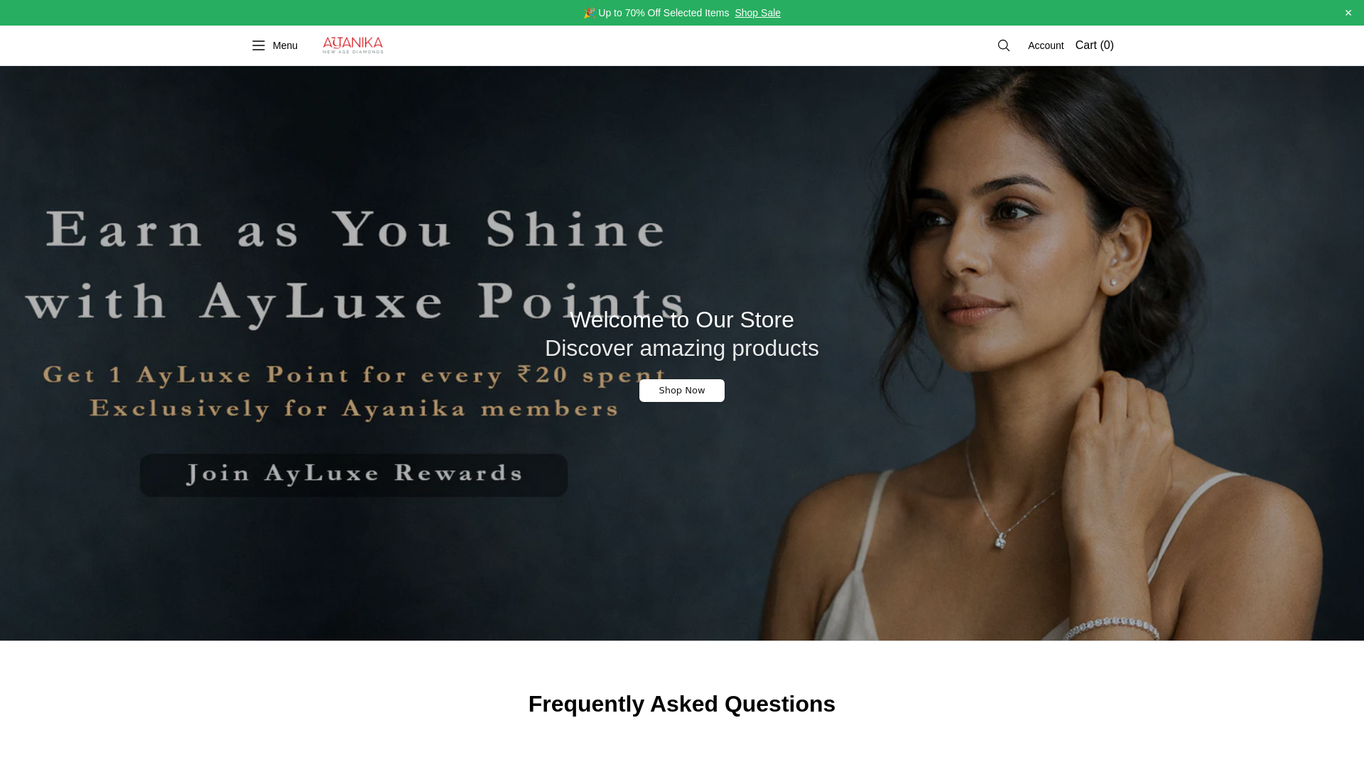 website screenshot of https://ayanikasgo.shop/