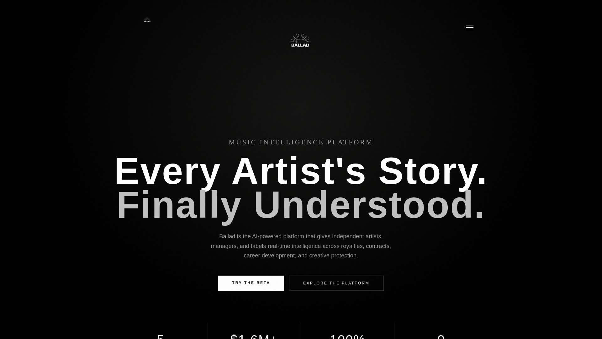 website screenshot of https://ballad.fm/