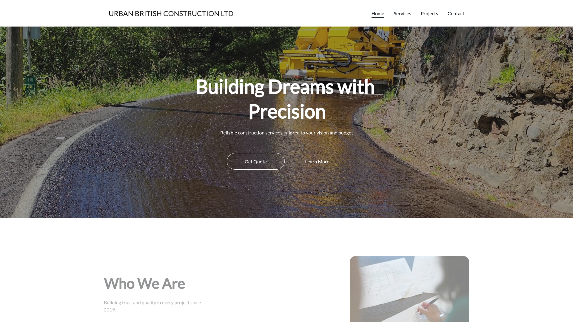 website screenshot of https://urbanbritishconstructionltd.site/