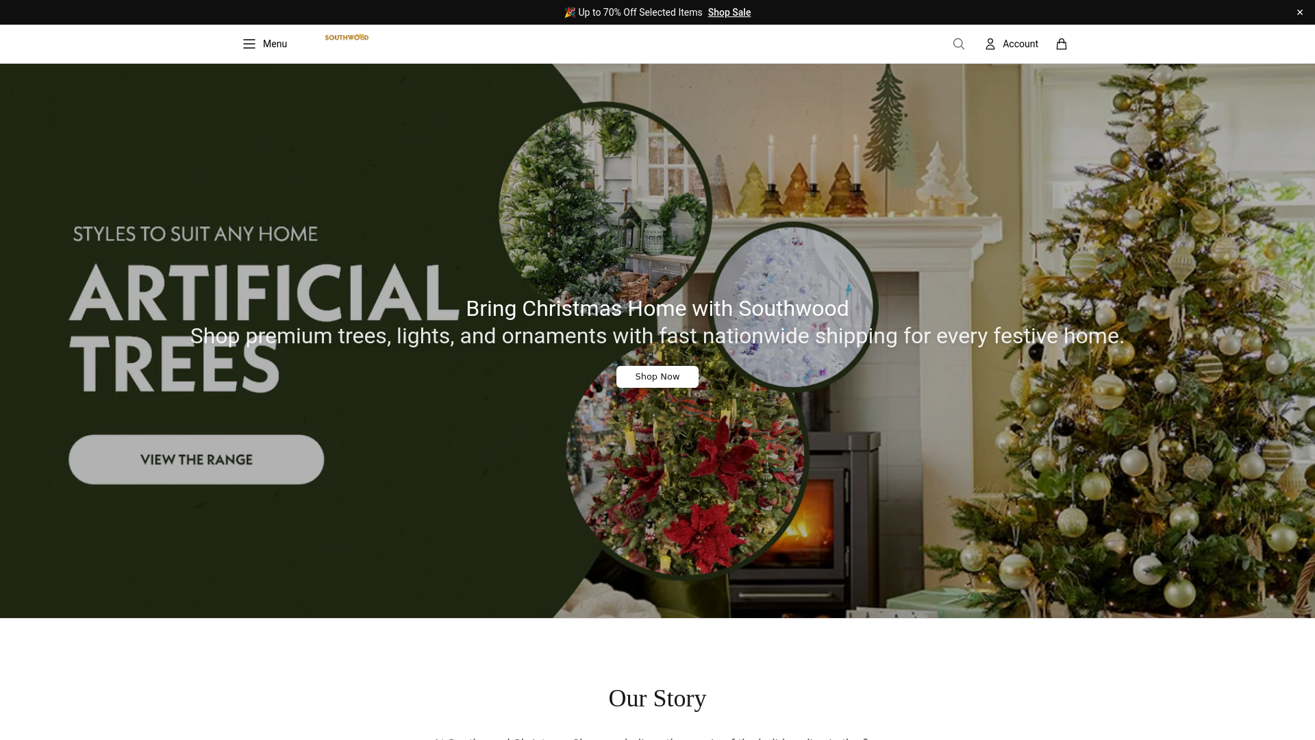 website screenshot of https://southwoodchristmasshopstore.shop