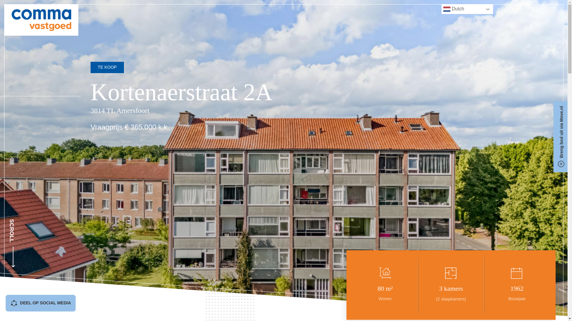 website screenshot of https://kortenaerstraat2aamersfoort.nl/