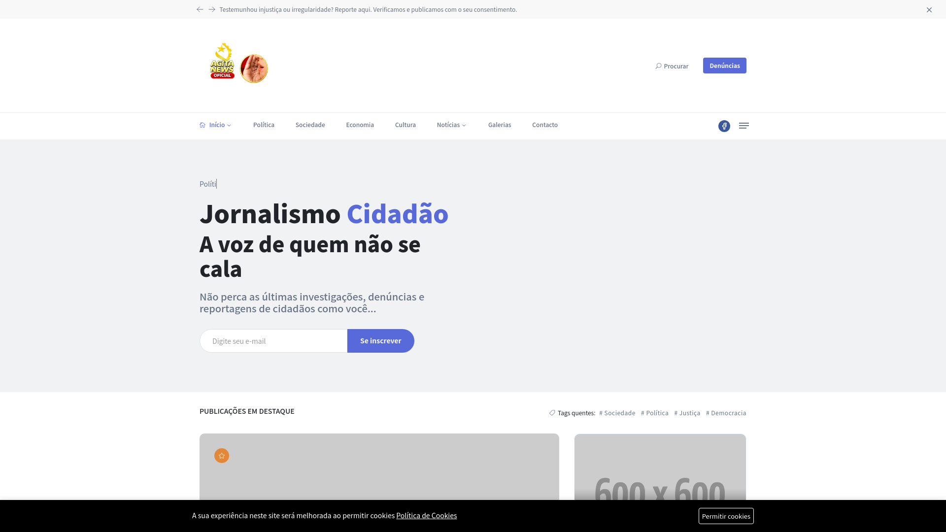 website screenshot of https://agitanewsoficial.com/