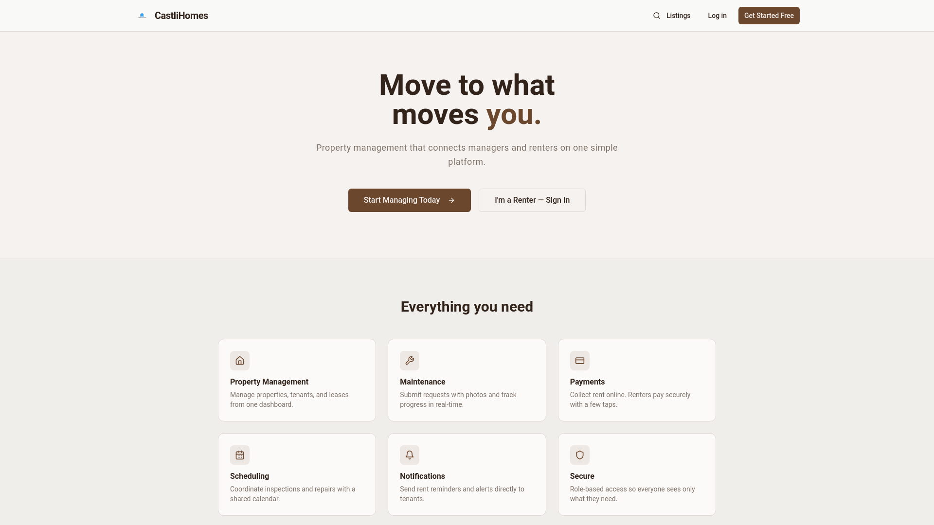 website screenshot of https://castlihomes.ca