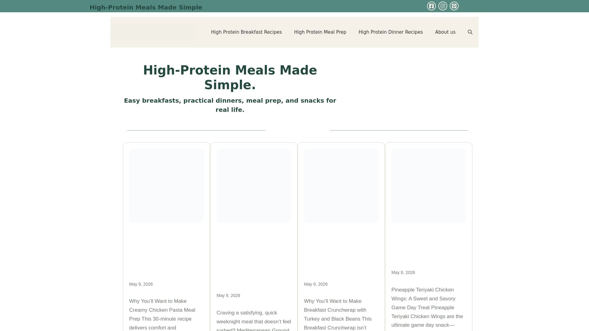 website screenshot of https://goodproteinrecipes.com
