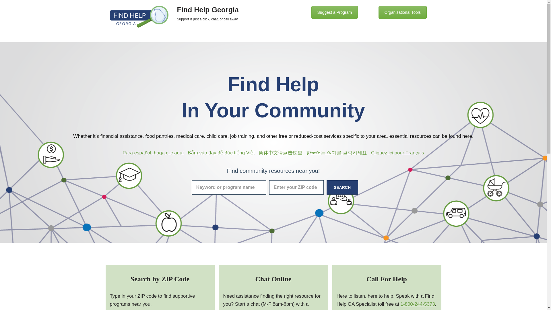 website screenshot of http://www.findhelpga.org/