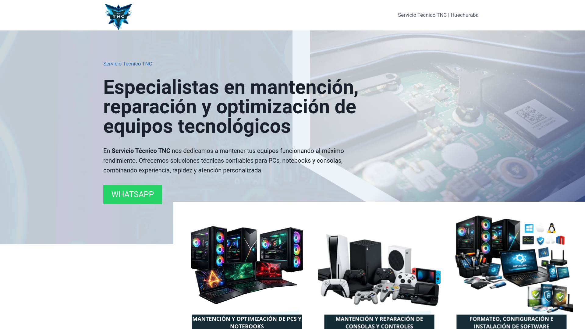 website screenshot of https://serviciotecnicotnc.cl/