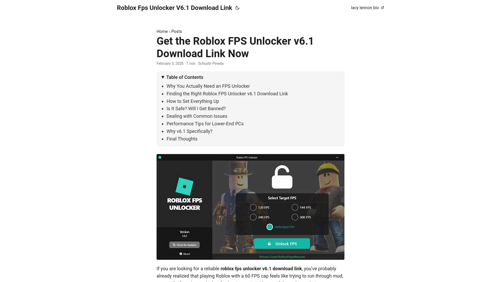 website screenshot of https://roblox-fps-unlocker-v61-download-link.pages.dev/