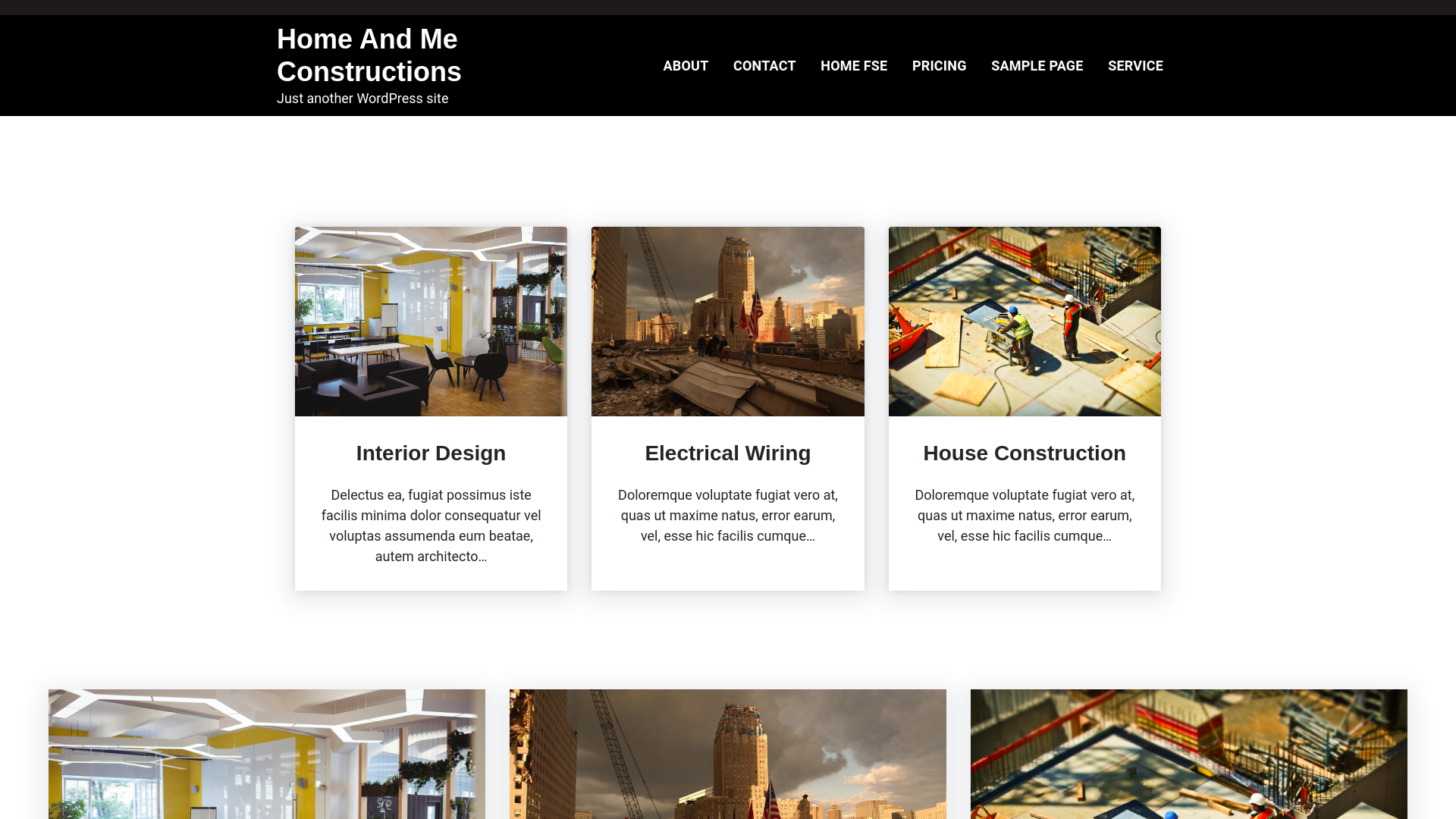 website screenshot of https://homeandmeconstructions.com/