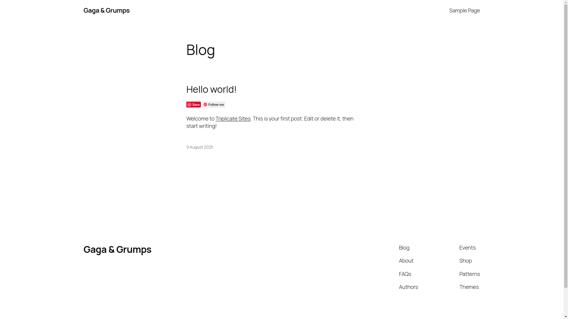 website screenshot of https://gagagrumps.com/