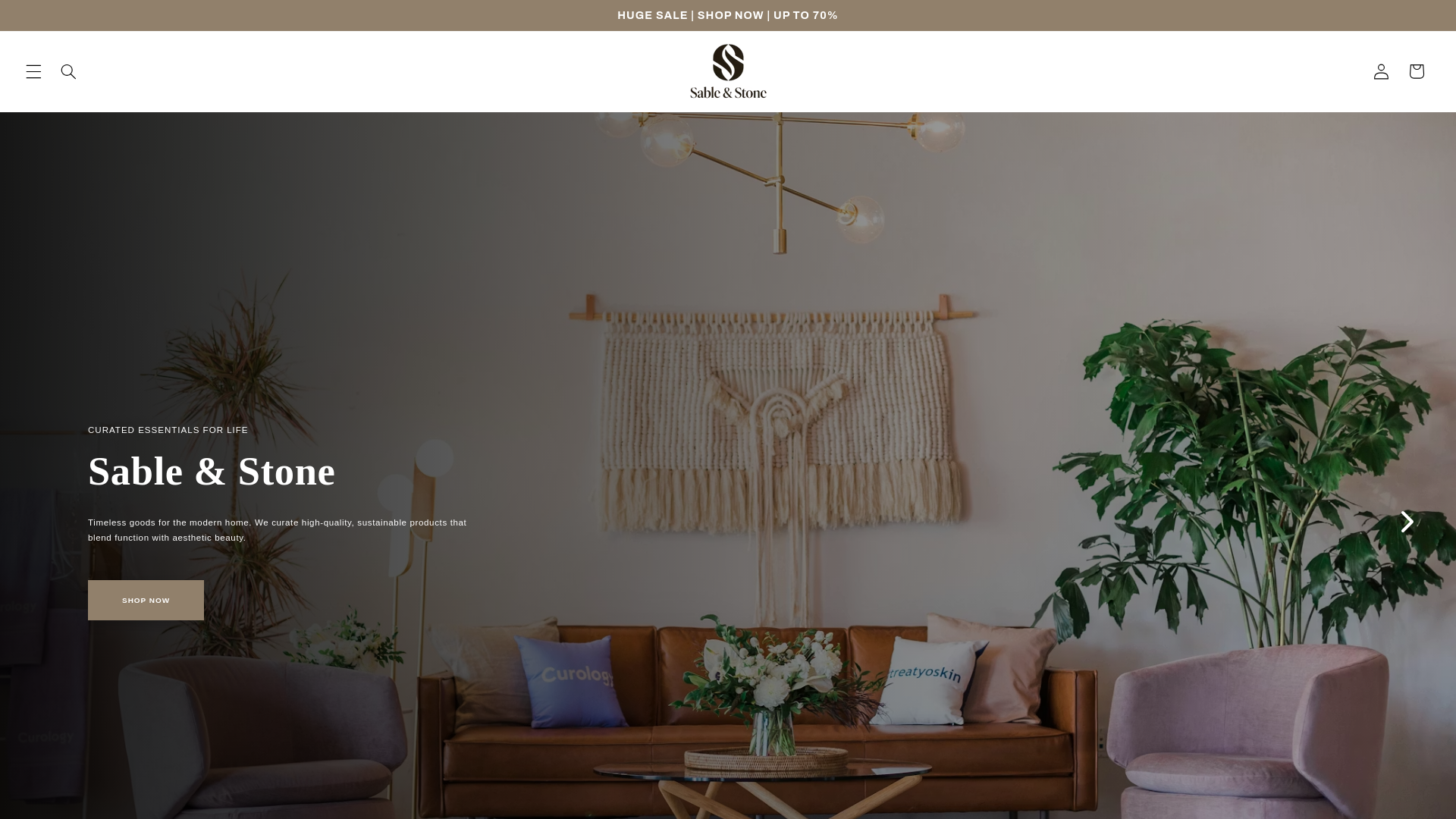 website screenshot of https://shopatsableandstone.co/