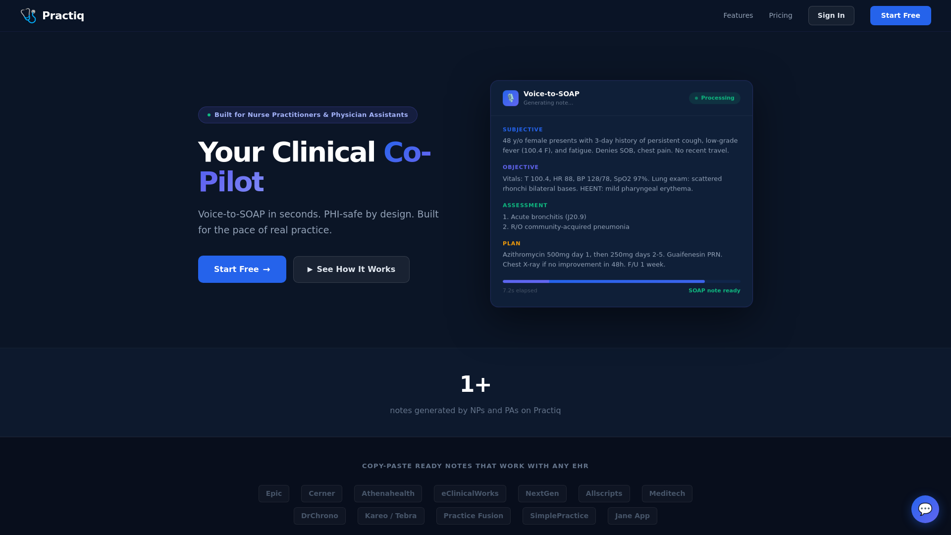 website screenshot of https://practiq.org/