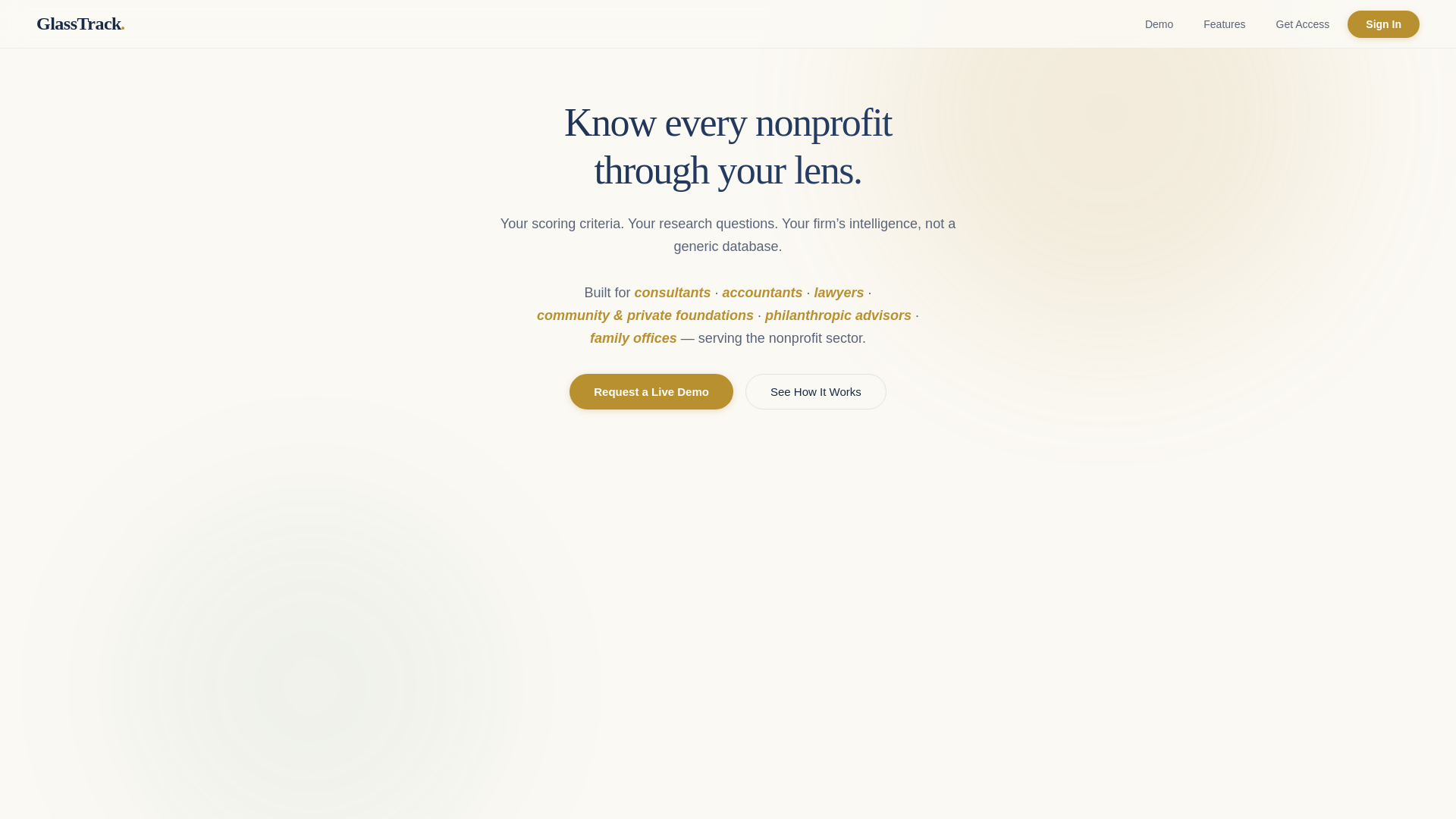 website screenshot of https://glasstrack.app/