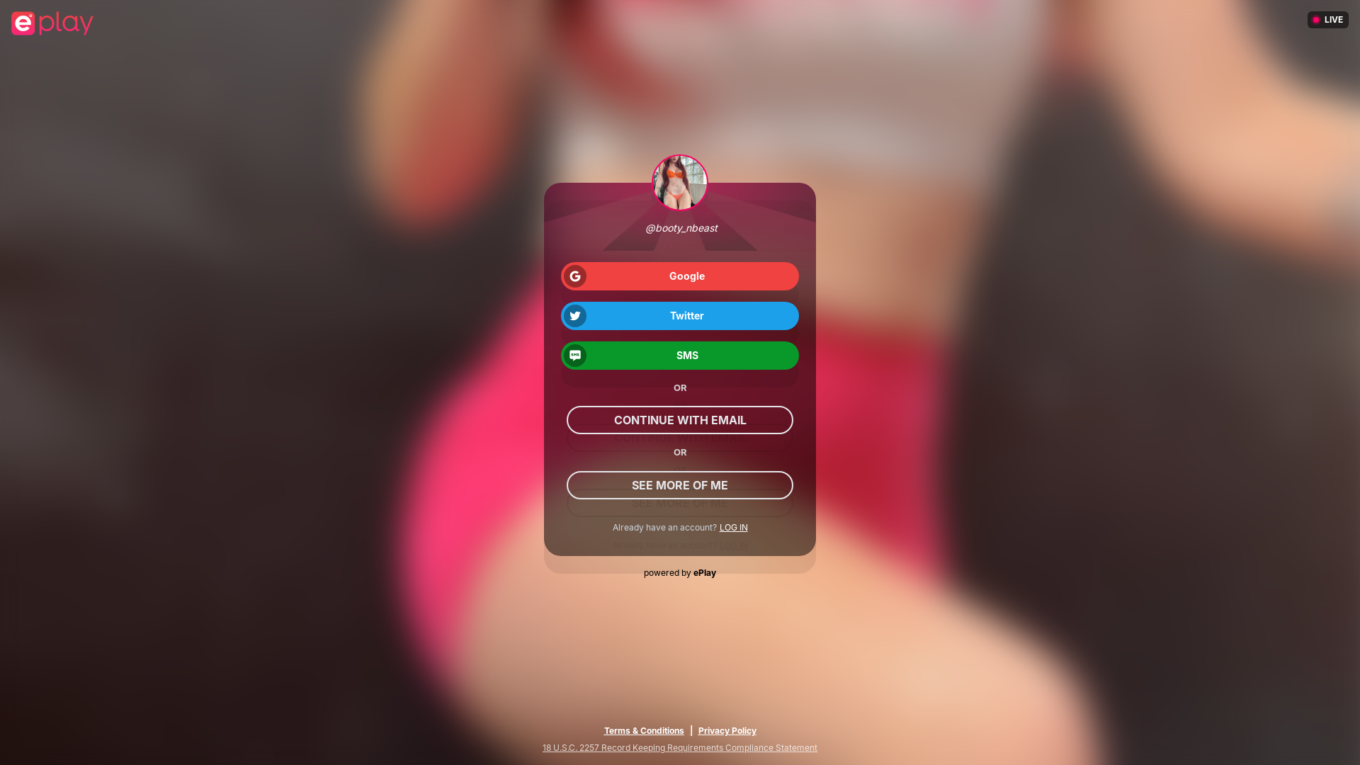 website screenshot of https://bootynbeastlive.com/