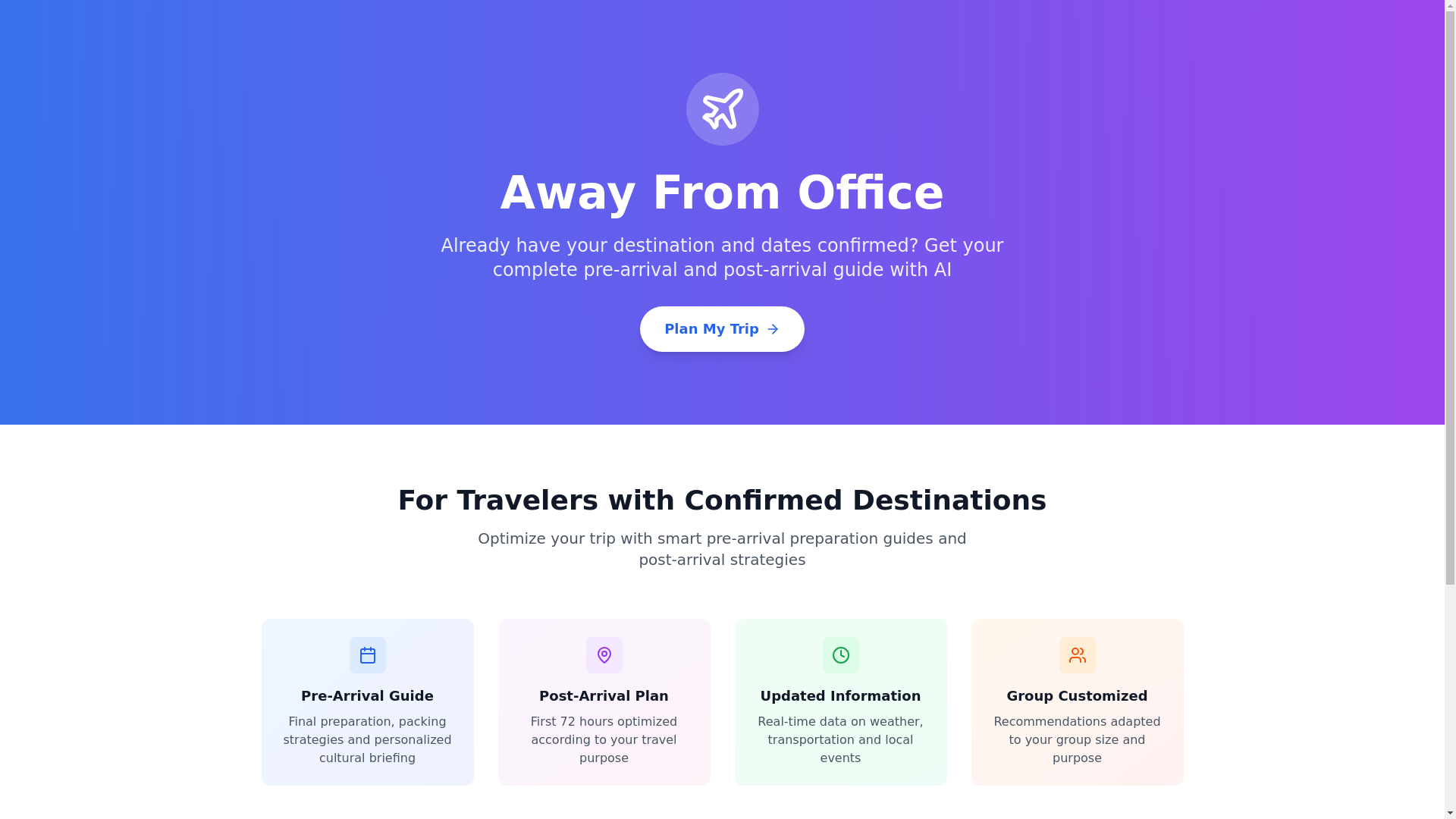 website screenshot of https://awayfromoffice.app/