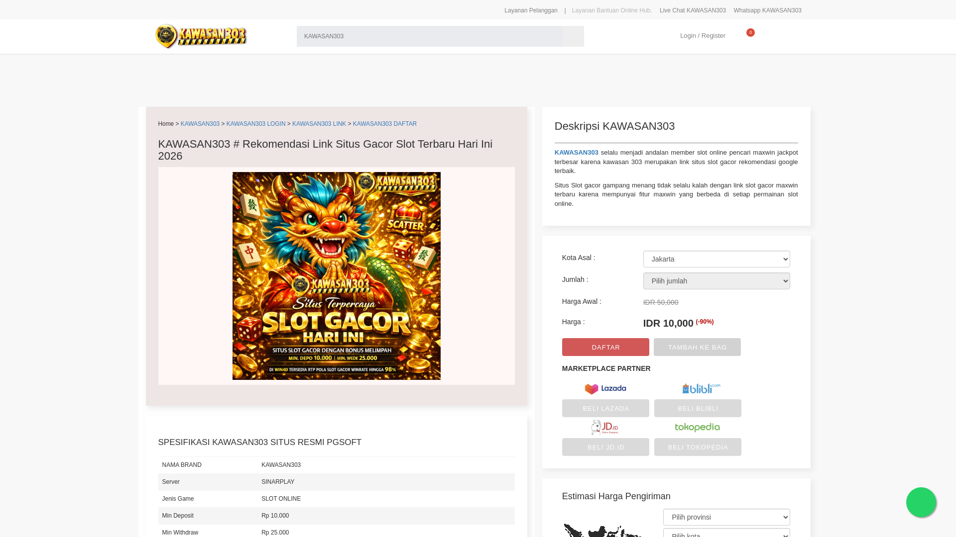 website screenshot of https://kawasan303-vida10gcr.pages.dev/