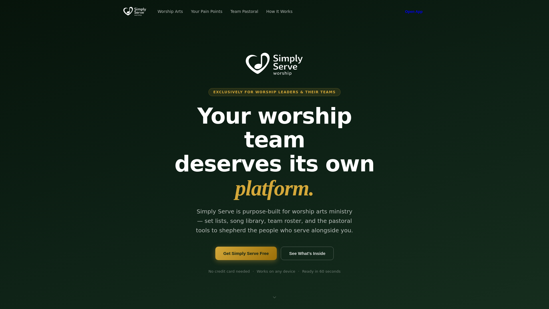 website screenshot of https://simplyserve.app/