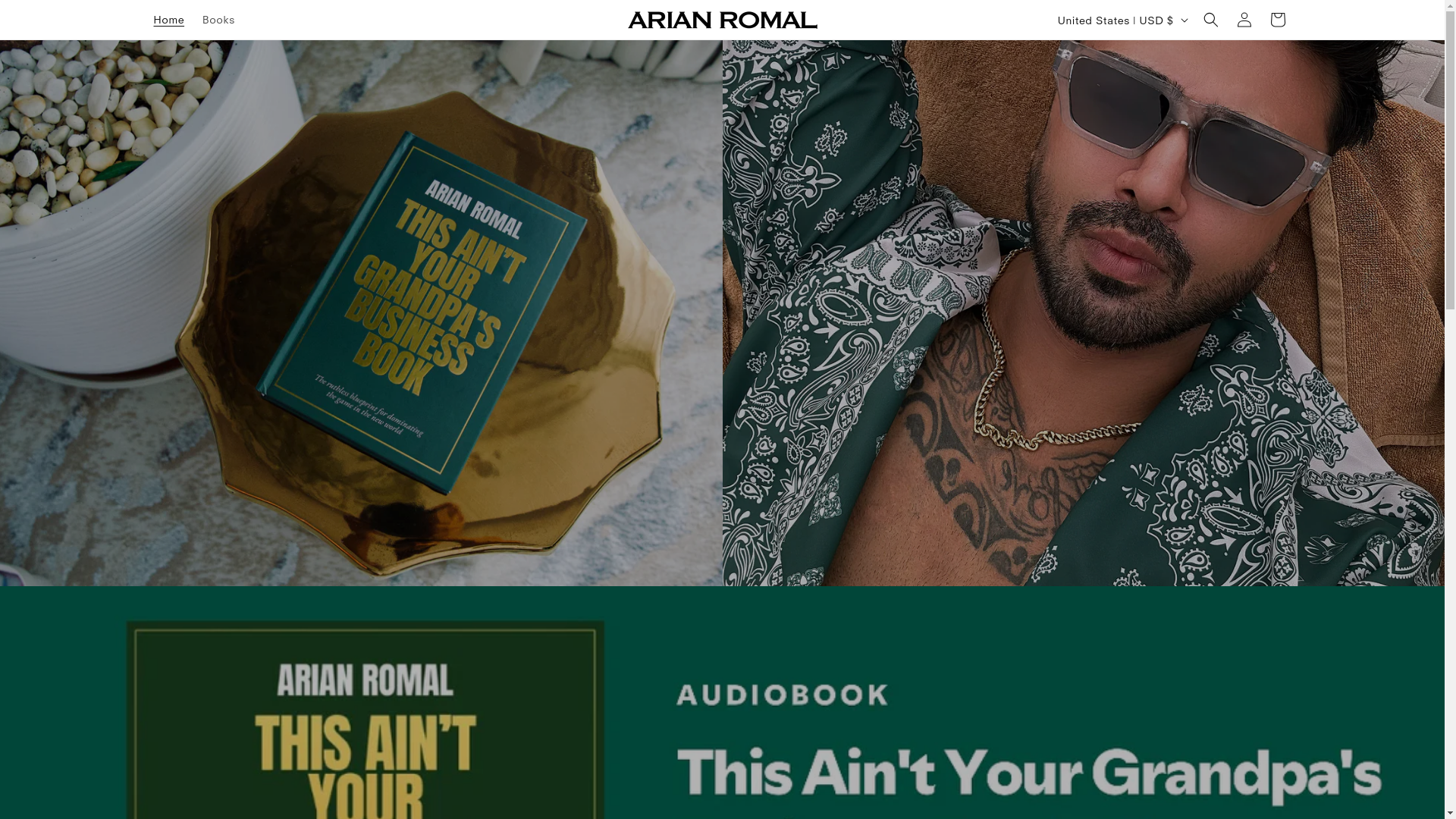 website screenshot of https://arianromal.shop/