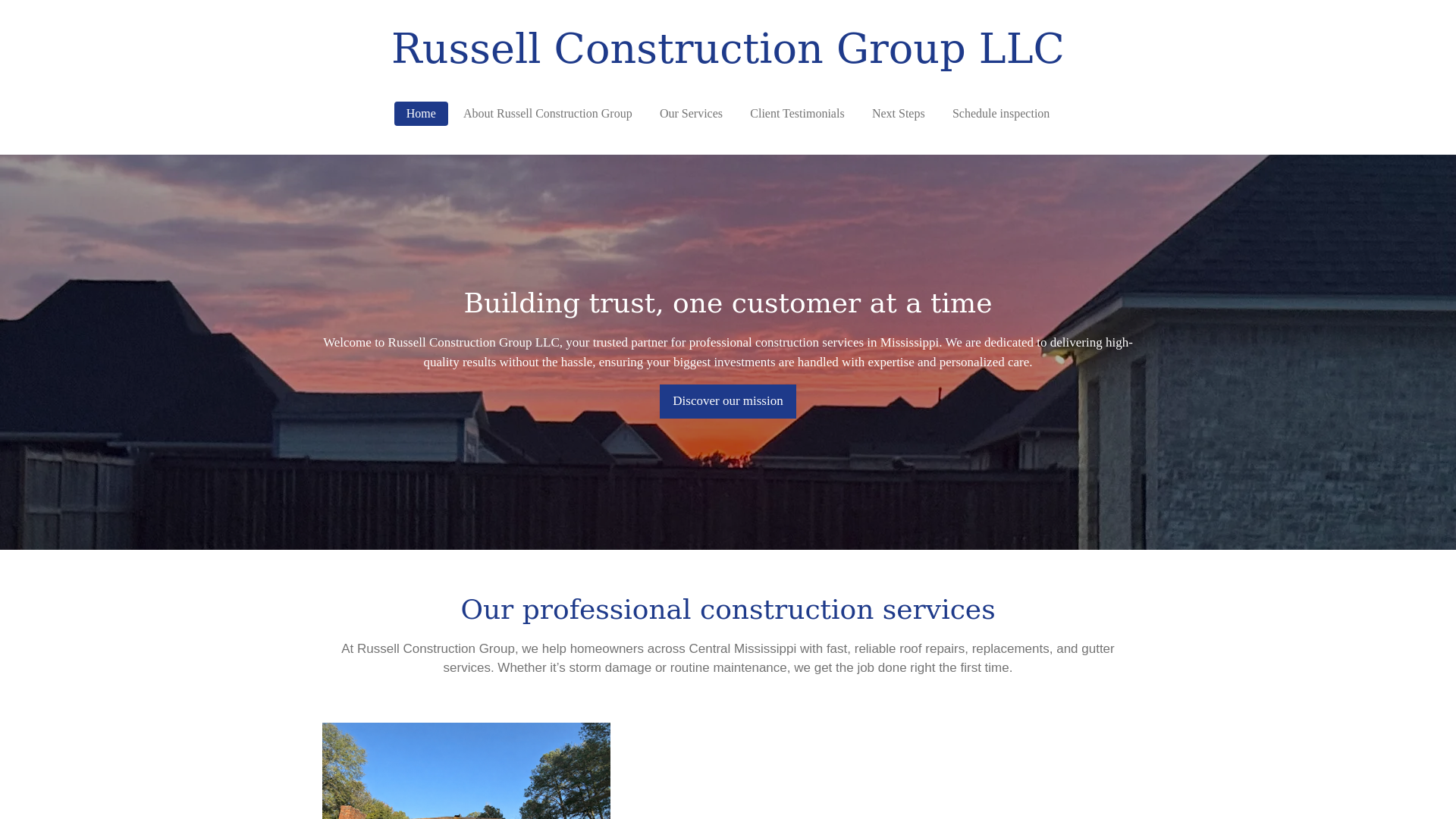 website screenshot of https://russellconstructiongroupllc.org