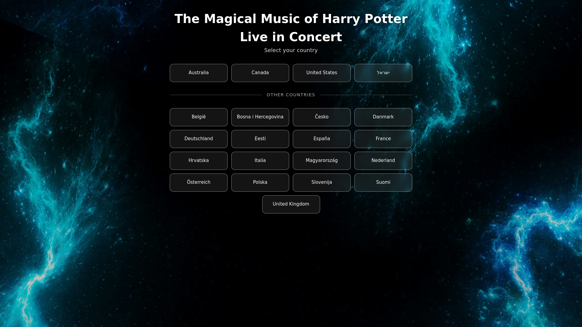 website screenshot of https://www.themagicalmusicofharrypotter.com/