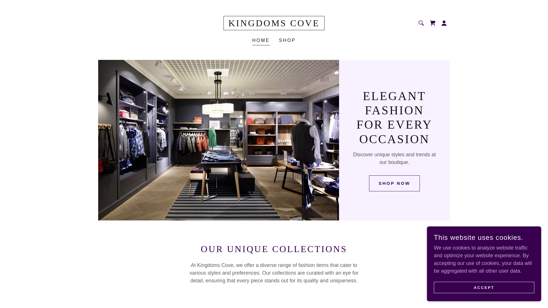 website screenshot of https://kingdomscove.com/