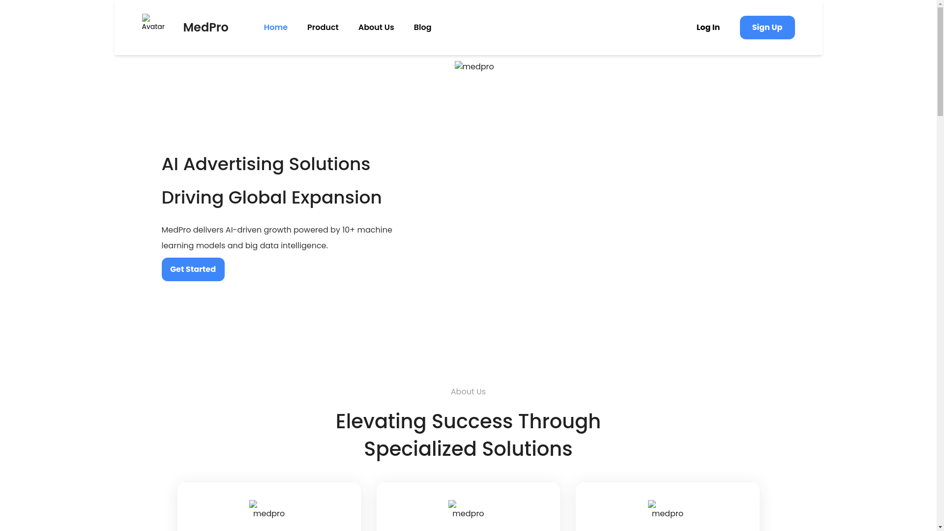 website screenshot of https://medproad.com