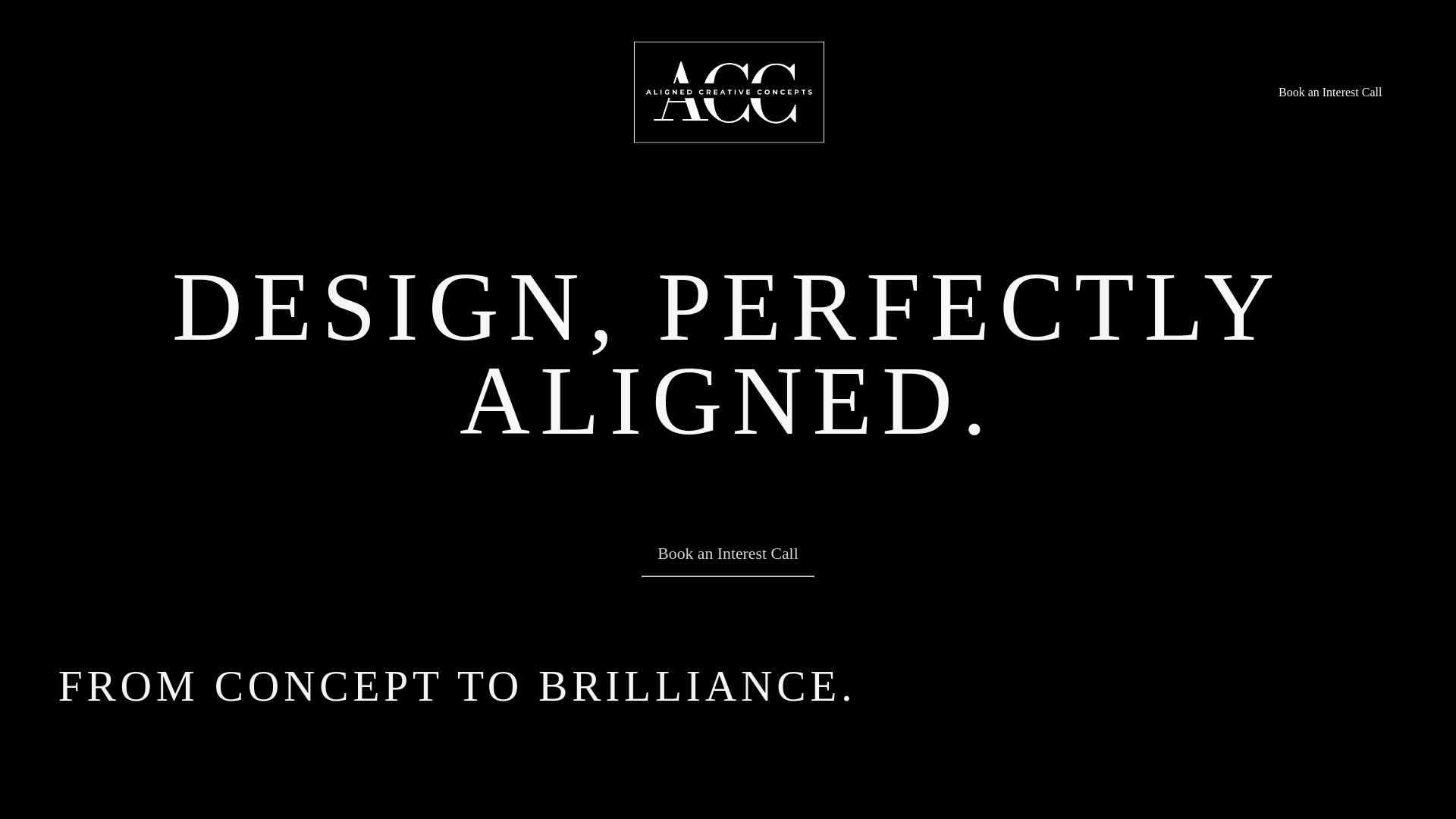 website screenshot of https://alignedcreativeconcepts.com