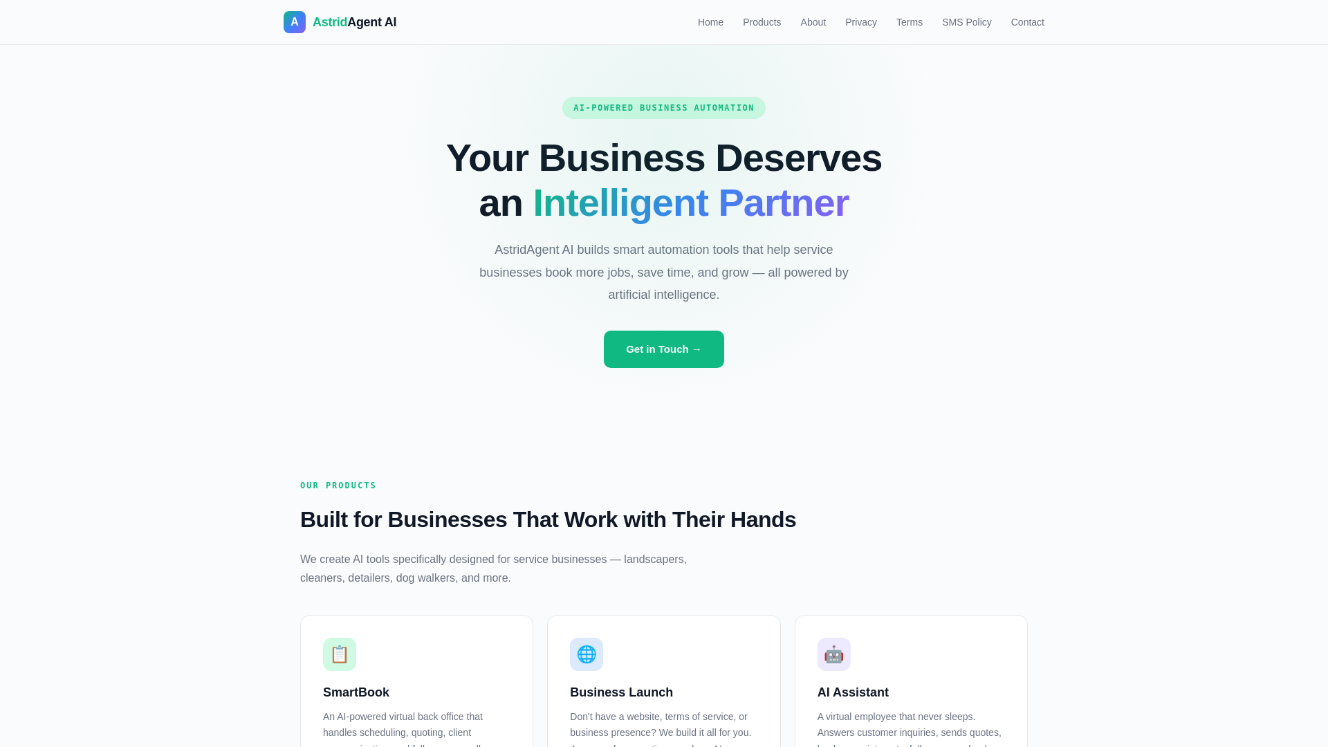 website screenshot of https://astridagent.ai