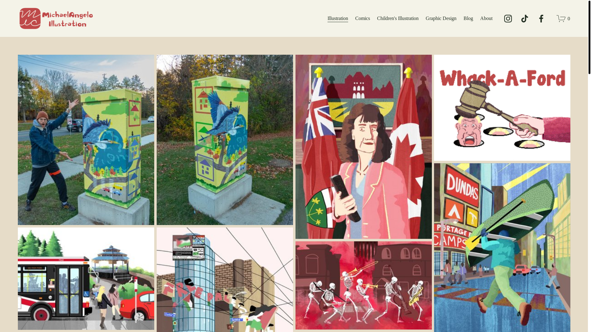 website screenshot of https://michaelangelodraws.ca/