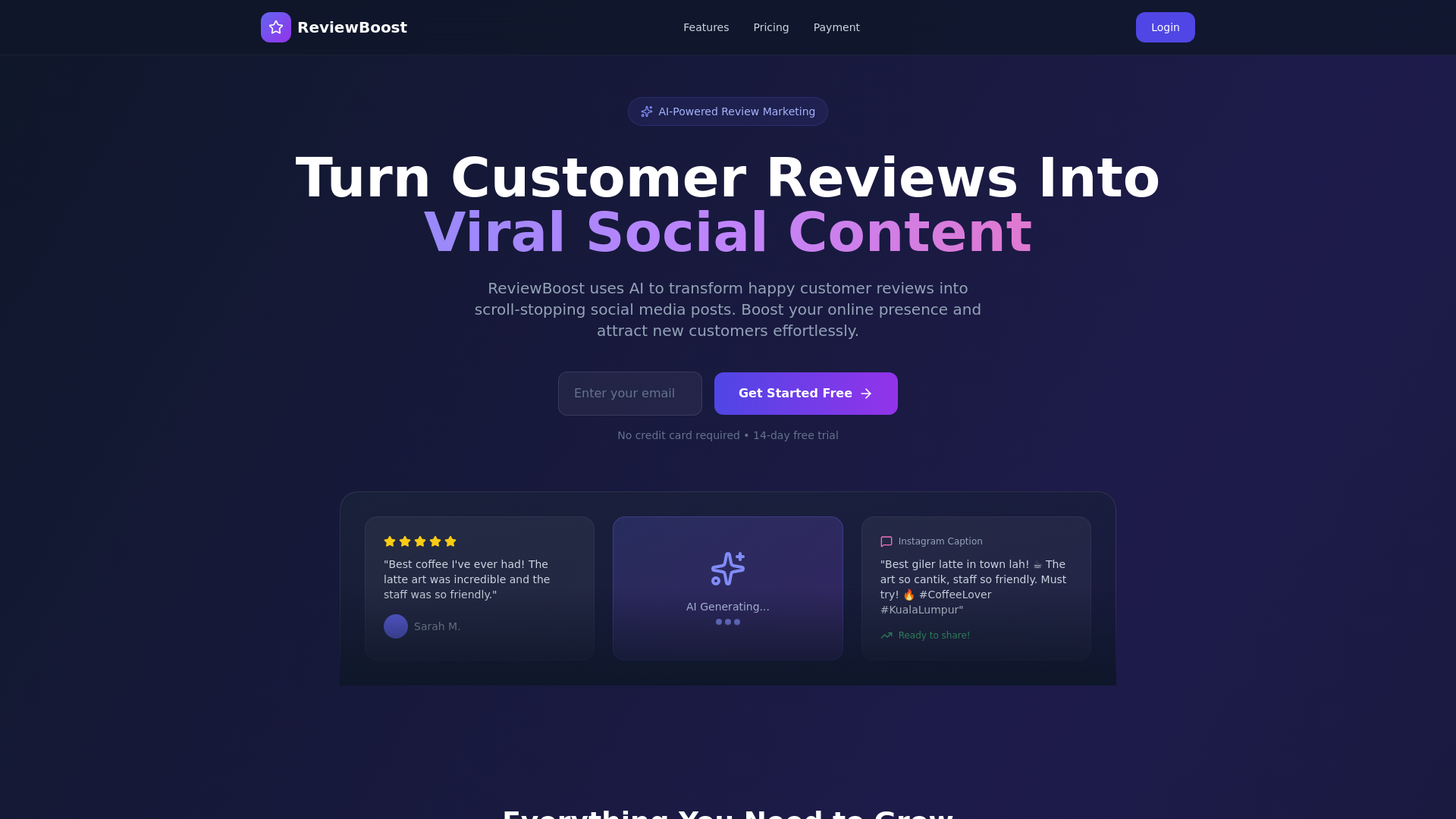 website screenshot of https://reviewboost4u.com