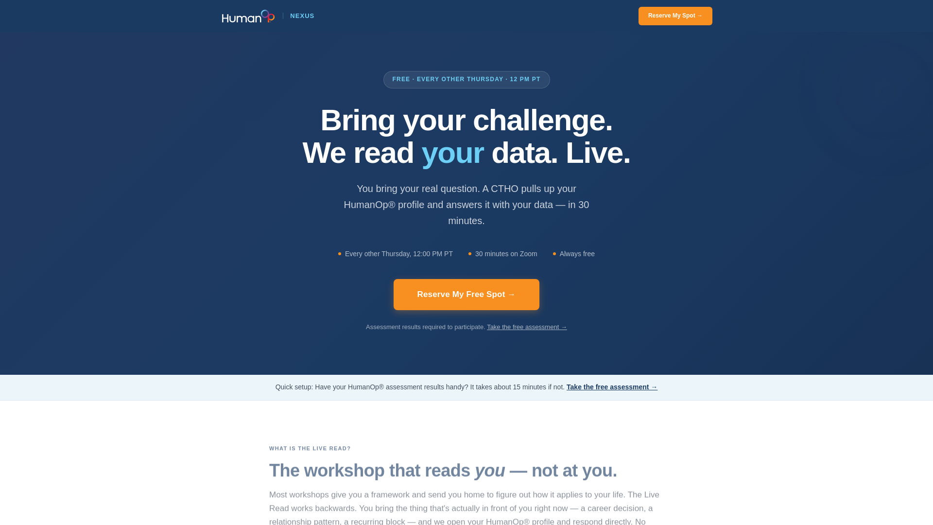 website screenshot of https://the-live-read-landing-page.pages.dev/
