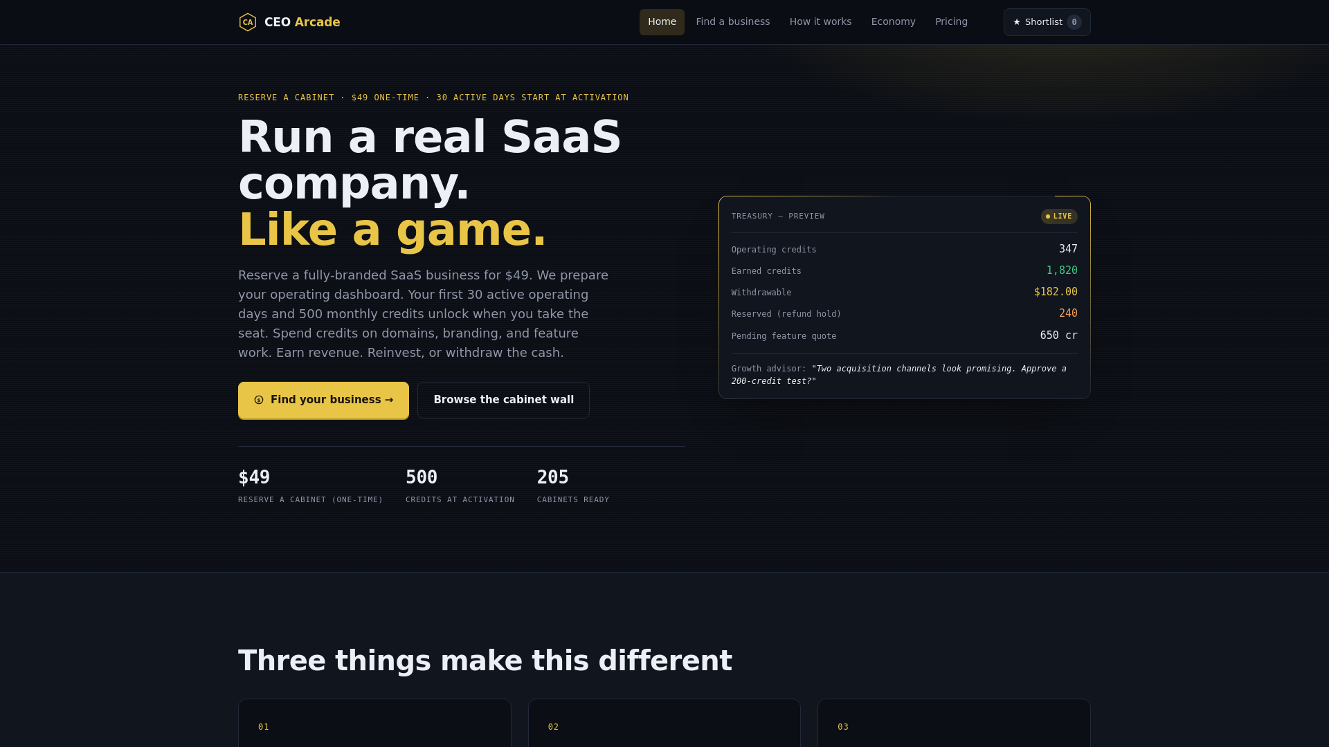 website screenshot of https://ceoarcade-website.pages.dev/