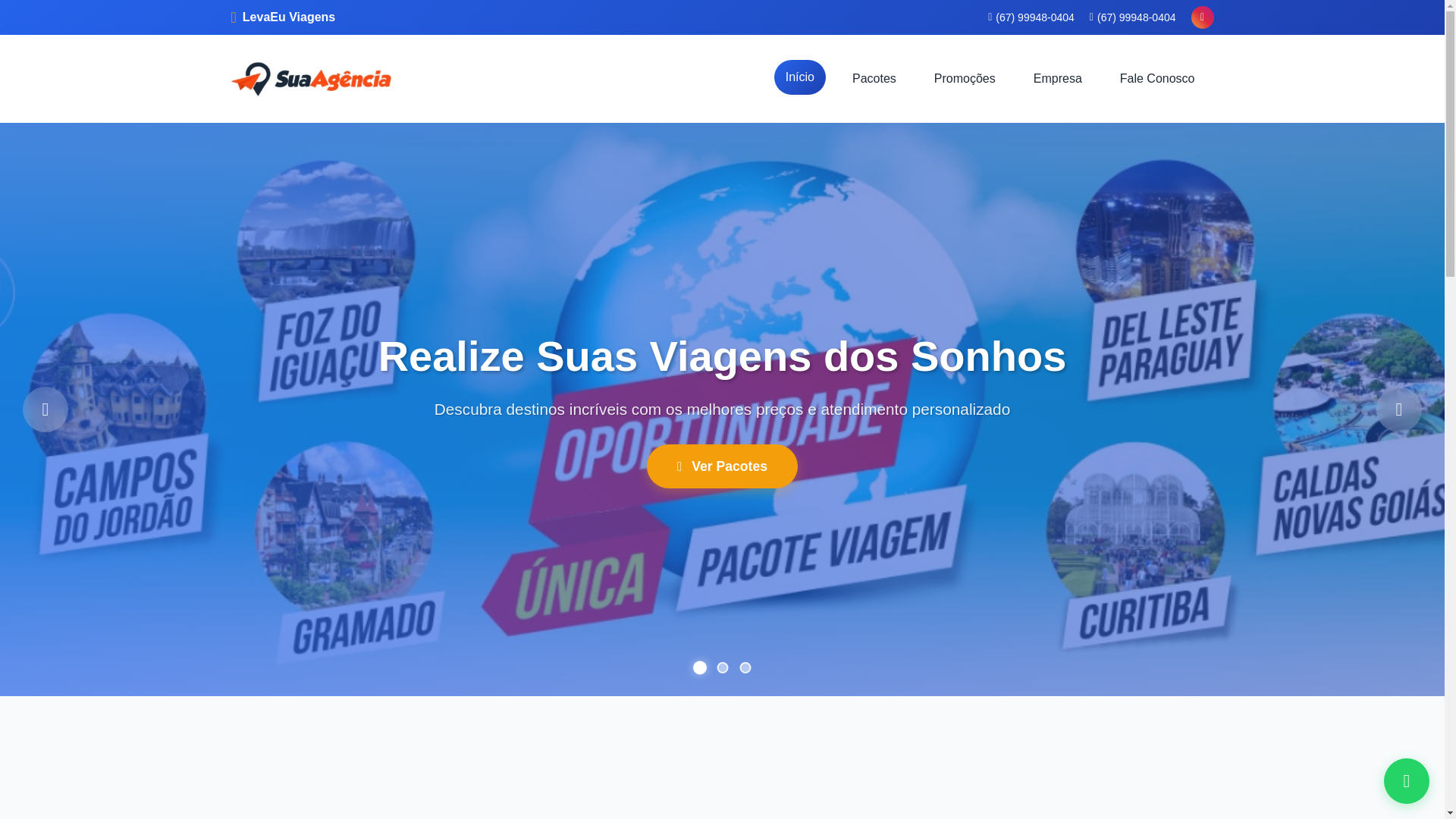 website screenshot of https://levaeuviagens.com.br/
