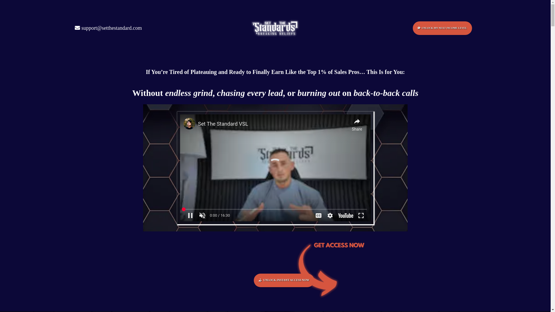 website screenshot of https://thestandardforsales.com/