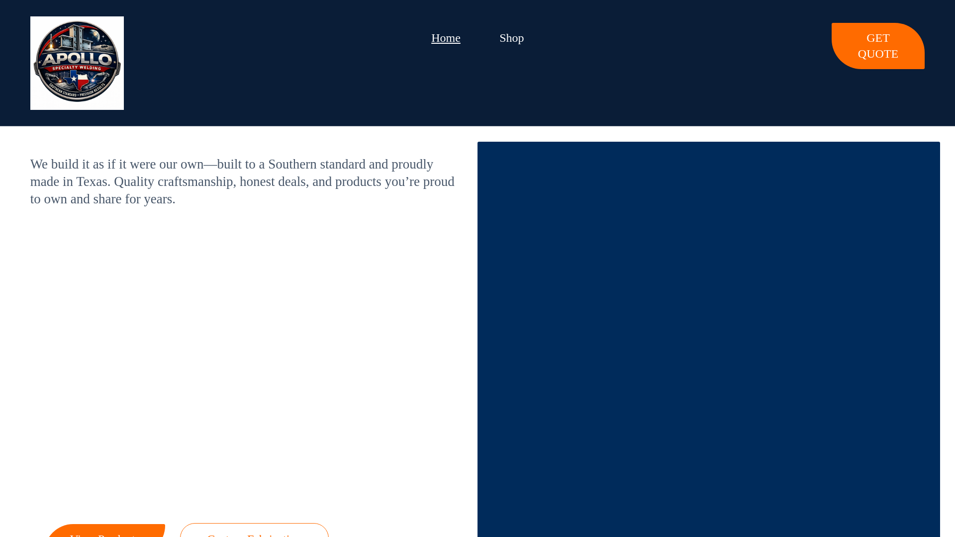 website screenshot of https://apollospecialtywelding.com/