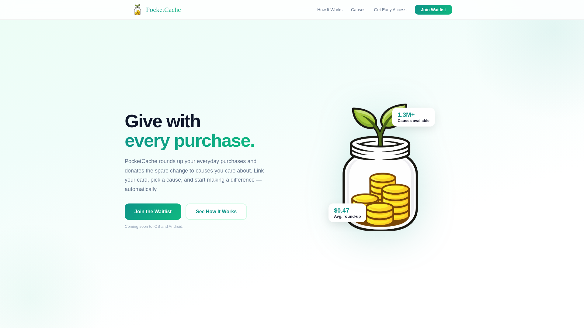 website screenshot of https://pocketcache.app