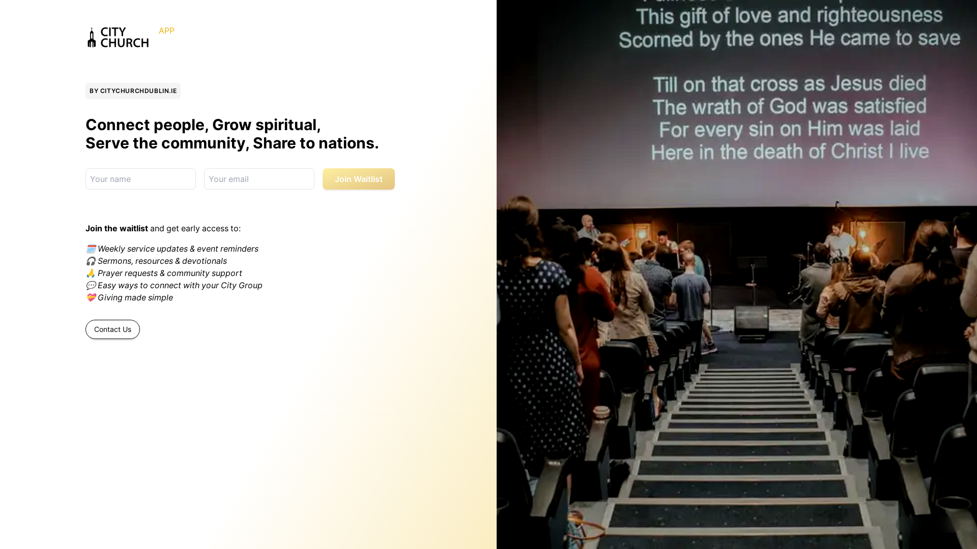website screenshot of https://citychurchapp.com/