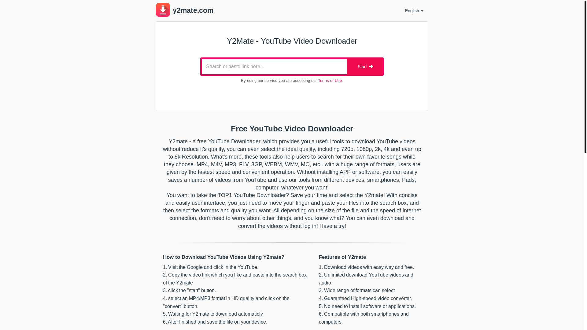 website screenshot of https://v-y2mate.com/