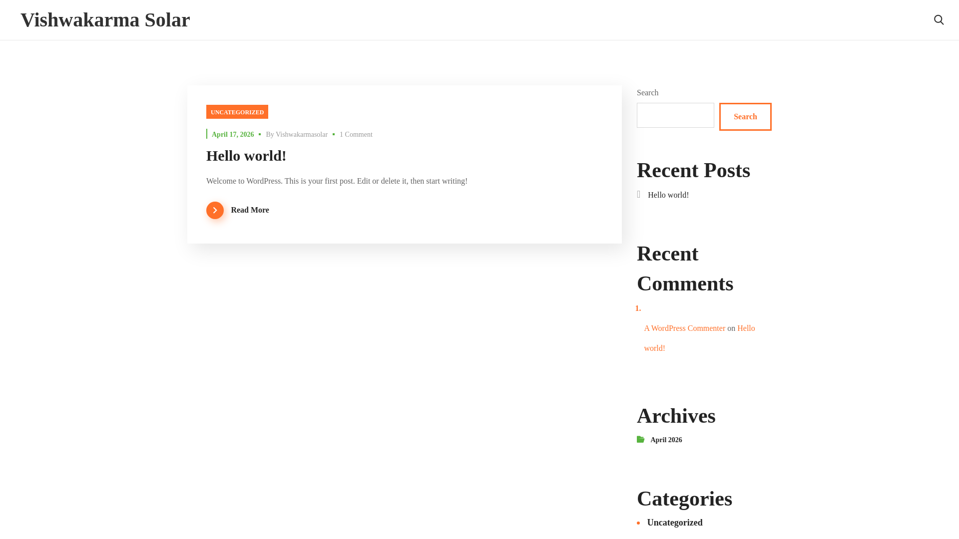 website screenshot of https://vishwakarmasolar.com/