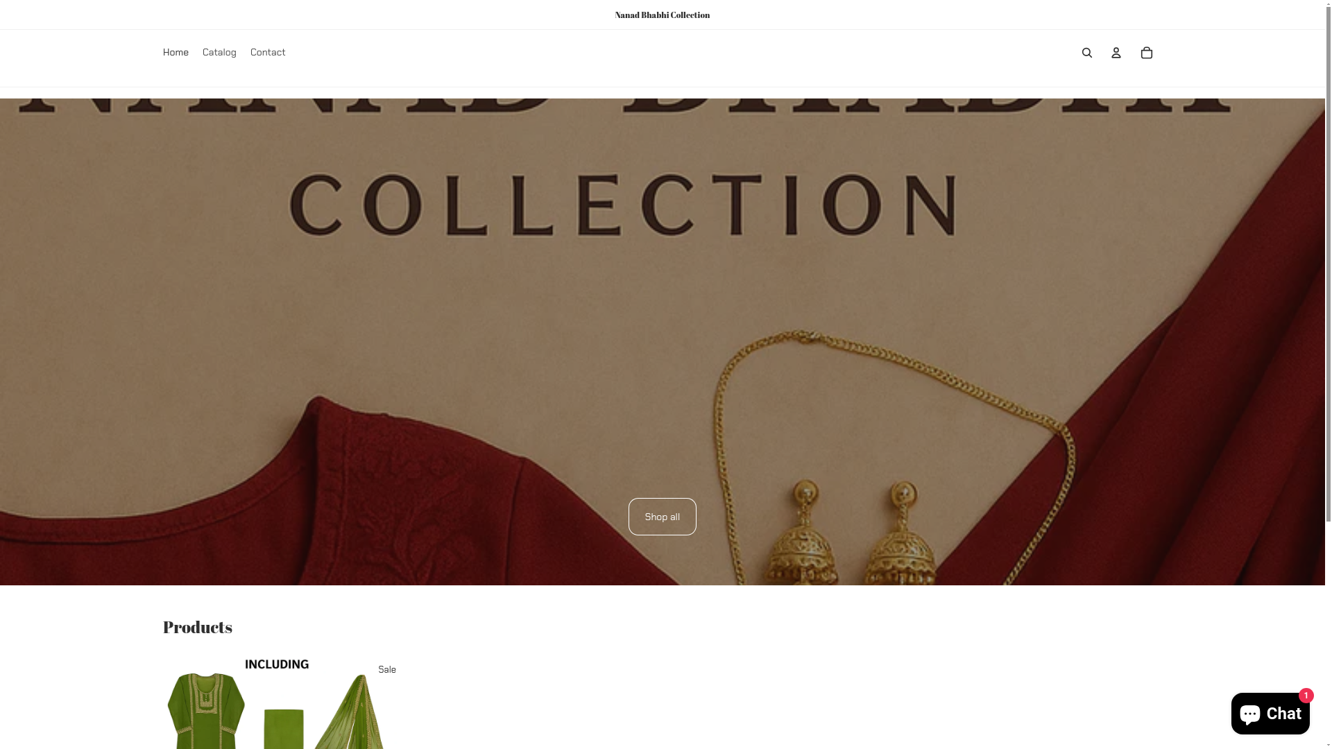 website screenshot of https://nanadbhabhicollection.in/
