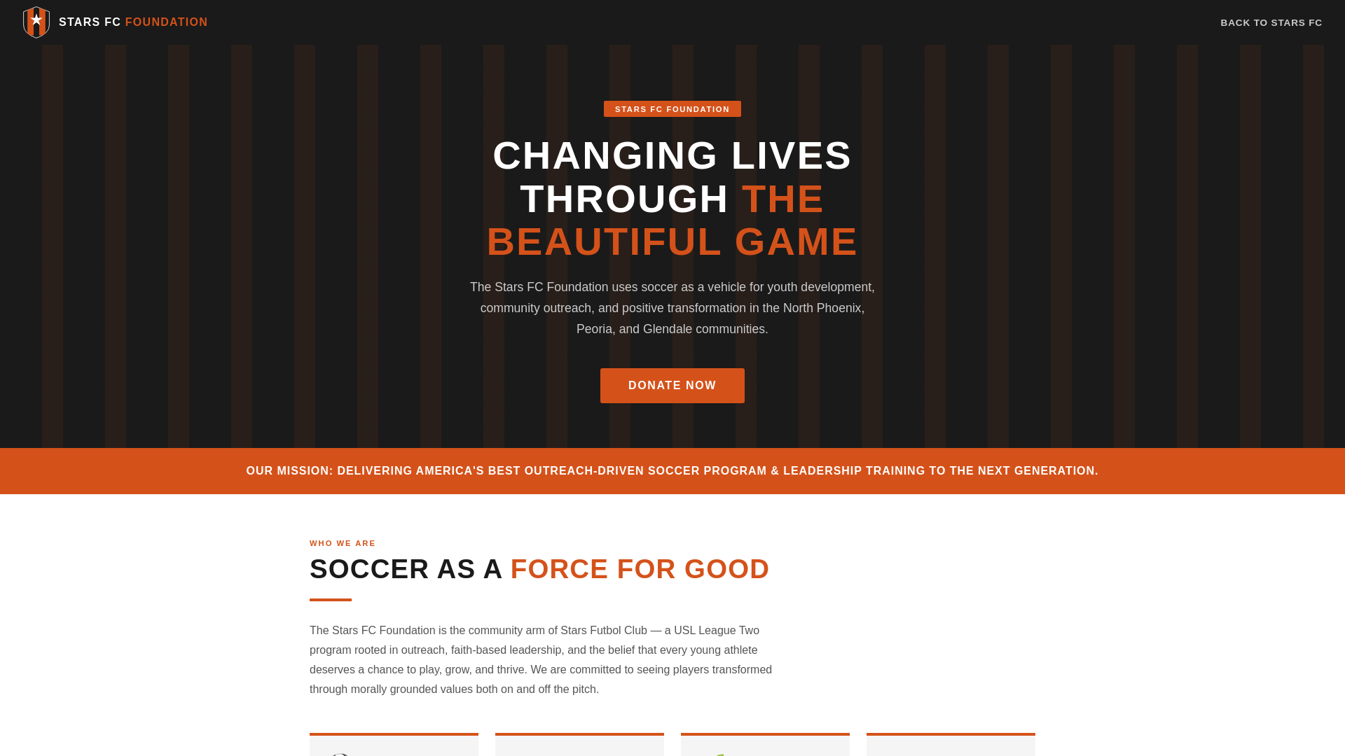 website screenshot of https://starsfcfoundation.org/