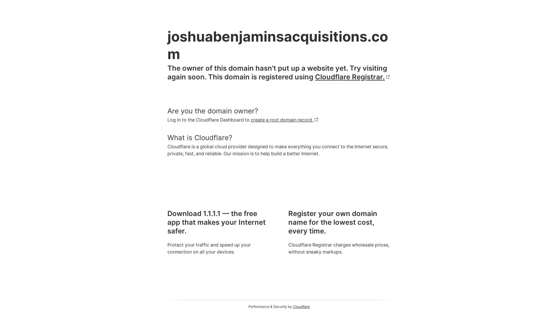 website screenshot of https://joshuabenjaminsacquisitions.com/
