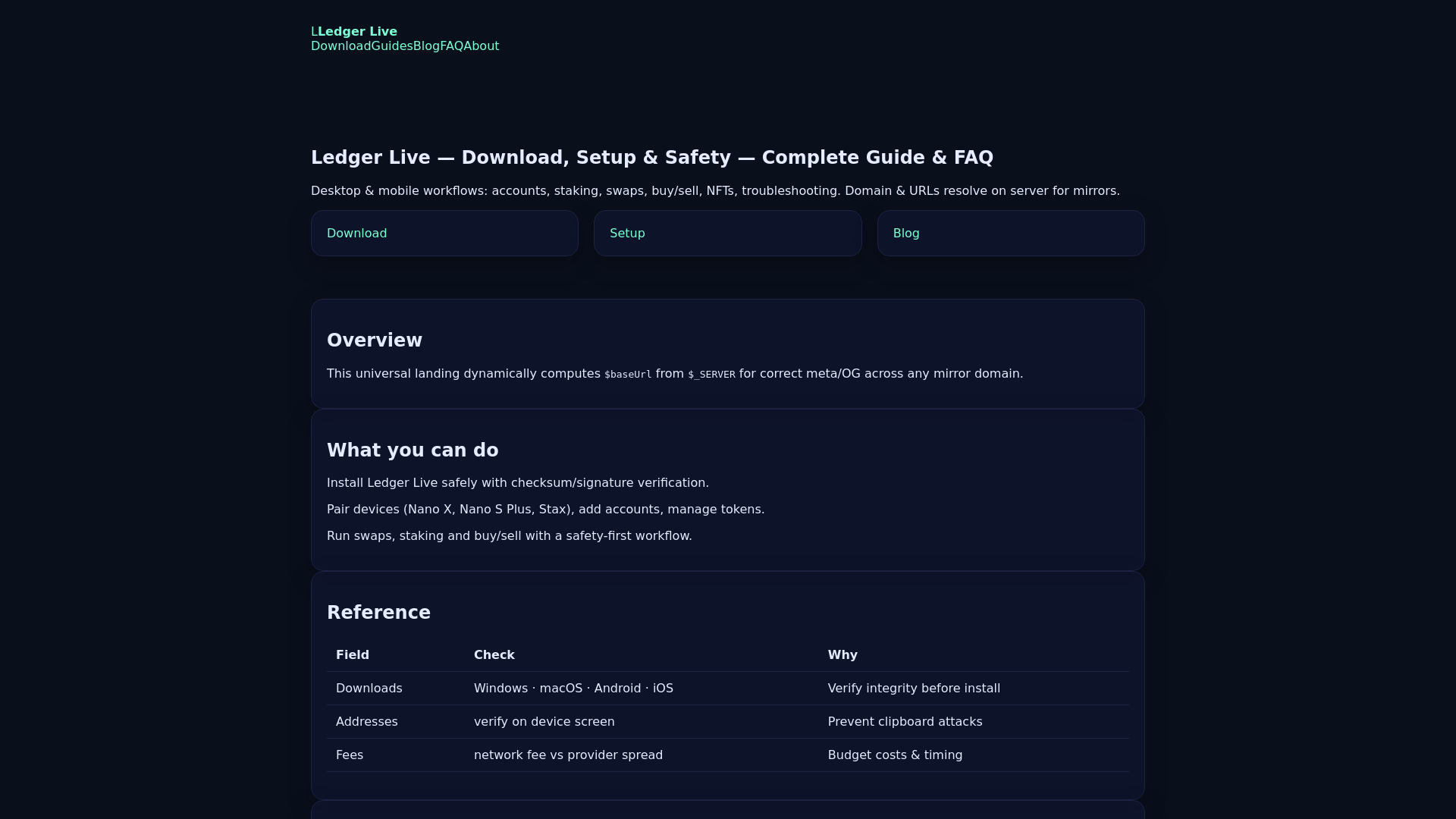 website screenshot of https://ledger-start.io