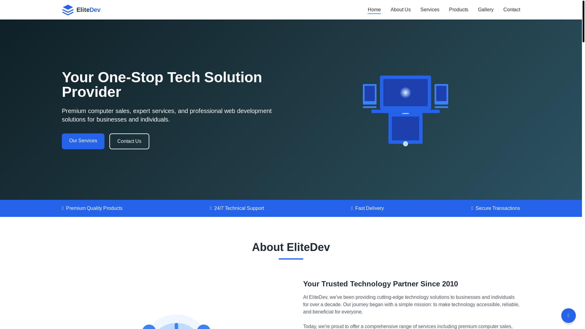 website screenshot of https://elitedev.co.in/